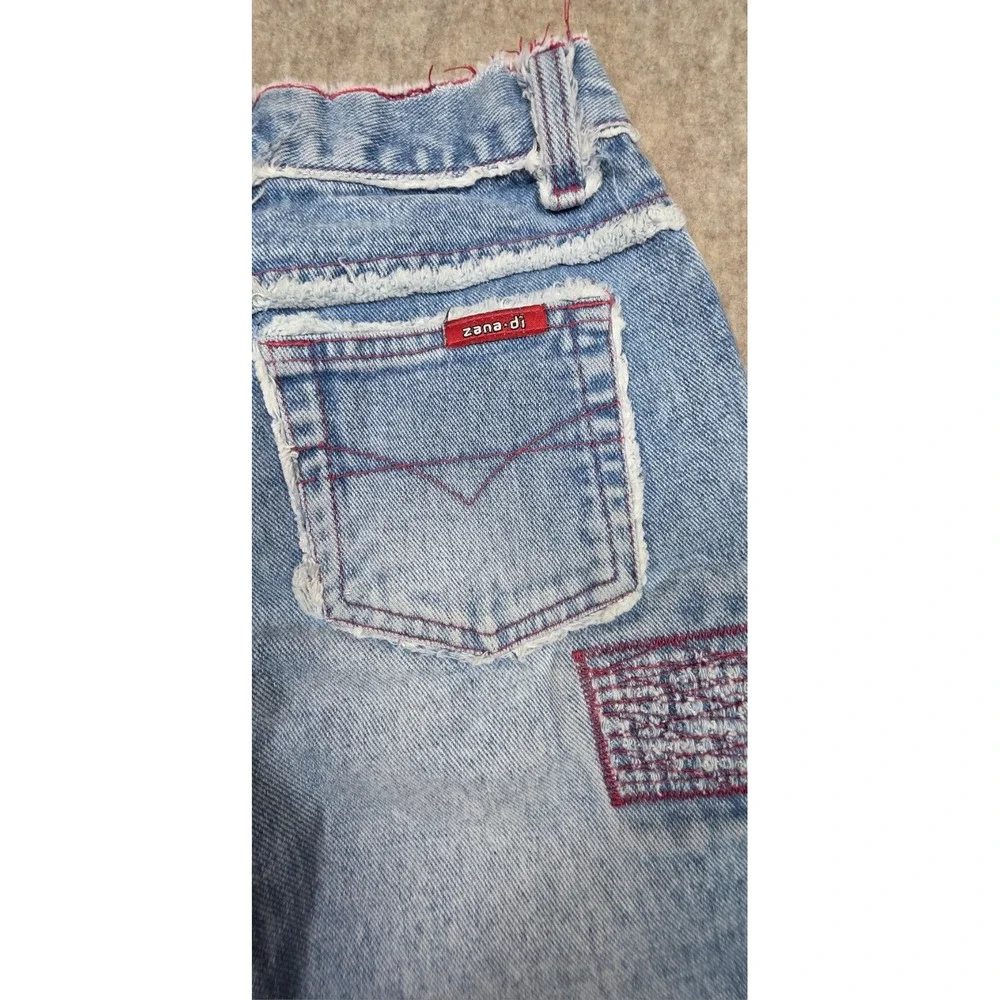 Zana Di Girls Y2K Jeans Size 8, Fringe Distressed Light‎ Wash